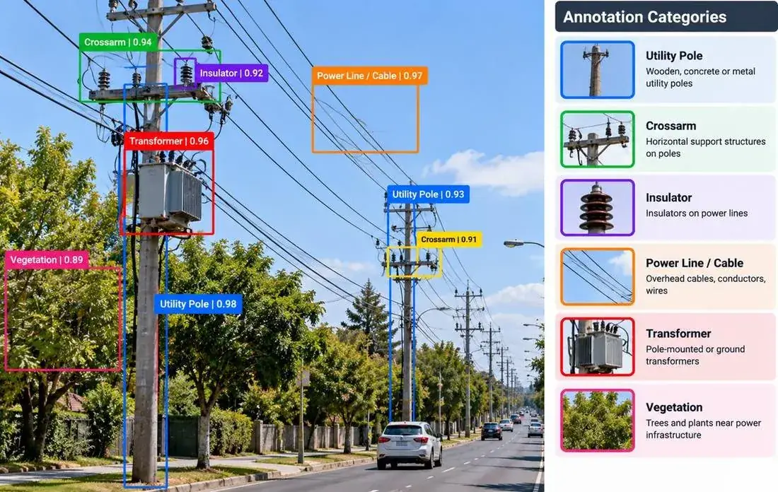 Utility Pole & Line Annotation and Aerial & Drone Inspection Annotation
