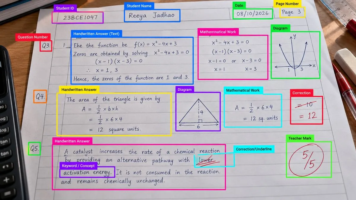 Educational Document Annotation and Handwritten & Answer Sheet Annotation